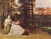 Courbet, Gustave Dame auf der Terrasse (Le dame de Francfort) oil